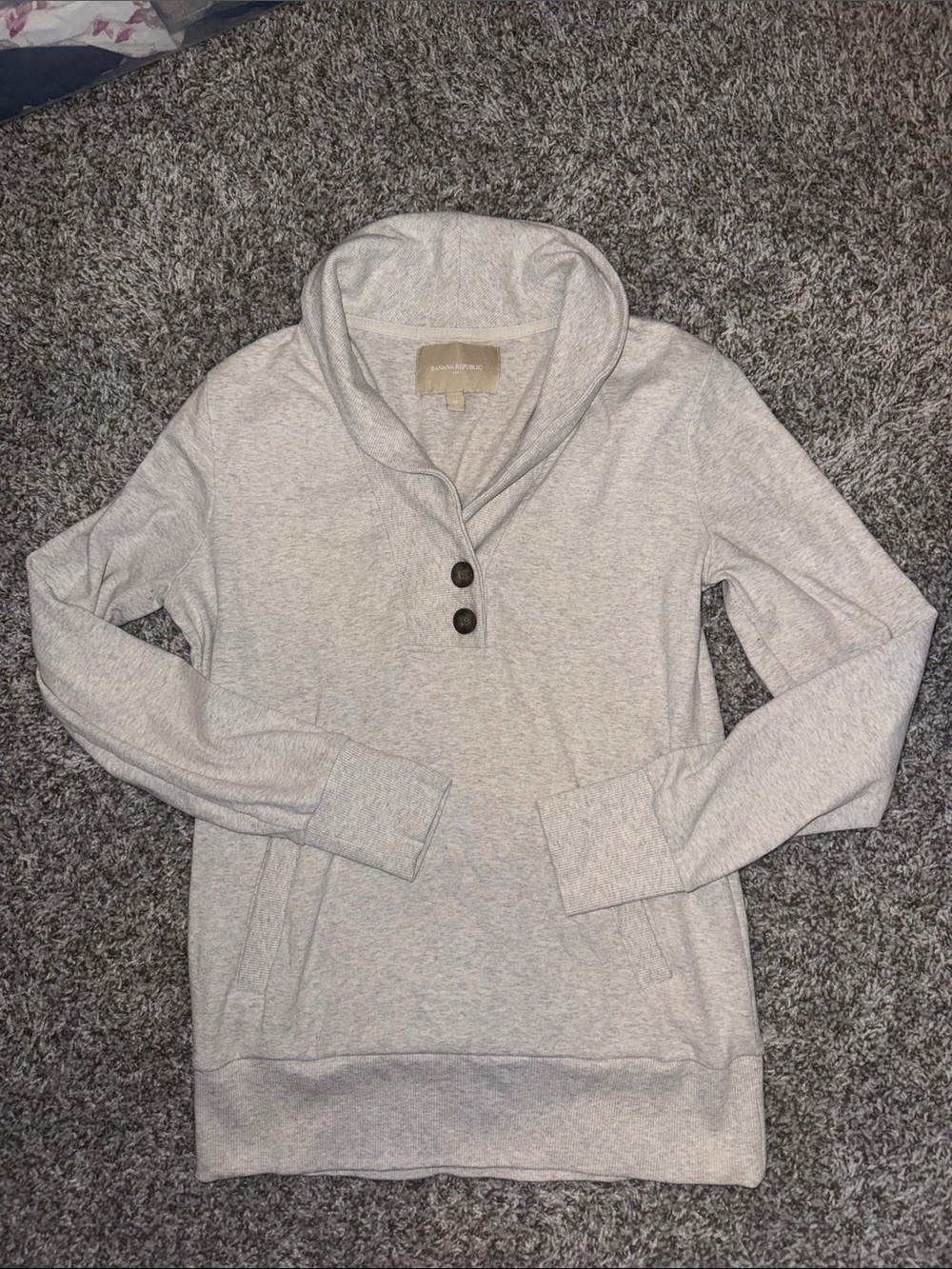 Banana Republic Light Gray Shawl Collar Pullover Sweater